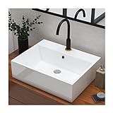 MEJE 53.5 x 42 x 15.5 cm, Weißes Badezimmer-Waschbecken, rechteckig über dem Aufsatzwaschbecken, Porzellan-Keramik-Wandwaschbecken,…