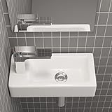 Waschbecken24 | Premium Waschbecken mit Lotus-Effekt für das Badezimmer und Gäste-WC (37x18x9cm, Weiß…
