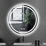 Habison 24 Zoll LED Runder Spiegel mit Licht Beleuchtet Wandmontage Badezimmerspiegel mit Antibeschlag…