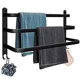 Handtuchhalter Bad schwarz 3 stangen,badetuchhalter Ohne Bohren/Lochstanzen Badezimmer, Aluminium Selbstklebend…