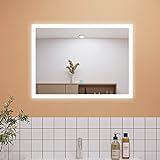 Aica Sanitär LED Spiegel mit Beleuchtung 120×70cm Touch Anti-Beschlag Wandspiegel Kaltweiß IP44 energiesrarend