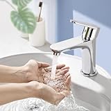HOMELODY Wasserhahn Bad Chrom, Höhe149mm, Einhandmischer Mischbatterie Bad, Wassersparender Waschtischarmatur,…
