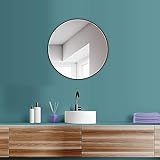 HOKO® Design Wandspiegel rund 60 cm mit Metall Rahmen Matt Schwarz. Runder Design Spiegel für Bad, Flur,…