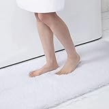 Buganda Mikrofaser-Badezimmerteppiche (61 x 80 cm, weiß), zottelig, weich und saugfähig, rutschfest,…
