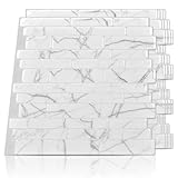 Art3d Keramikfliesen selbstklebend Fliesenaufkleber Küche Bad Mosaik Vinyl Fliesen Marmor Weiß 30×30cm