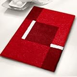 Kleine Wolke Badteppich, Acryl, Rot/Grau, 70 x 120 cm