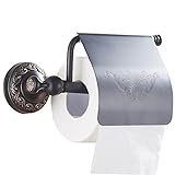CASEWIND Toilettenpapierhalter Schwarz, Antik Klorollenhalter, Bronze WC Papierhalterung mit Deckel…