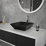 ML-Design Waschbecken aus Keramik in Schwarz matt 41x41x12 cm Quadratisch, Moderne Aufsatzwaschbecken,…