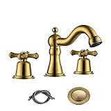 RKF Badezimmer-Armaturen für Spüle 3 Loch Gold 8 Zoll weit verbreitet Badezimmer Waschbecken Wasserhahn…