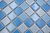Handmuster Schwimmbadmosaik Mosaikfliese Keramik blau mix glänzend BAD Duschwand MOS18-0406_m