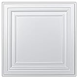 Art3d 12 Stück PVC-Deckenfliesen Kunststoffplatte Decken-Fliesen 61x61cm Weiß 4,5 m²