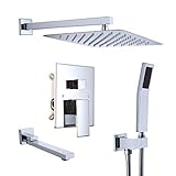 DoBrass Tub Shower Faucet Set Complete with Anti-Scald Valve, Rainfall Shower System with 10-inch Shower…