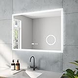 AQUABATOS ECHOS-Serie LED Badspiegel 100x70 cm Beschlagfrei Antibeschlag Kosmetikspiegel 3-Fach Vergrößerung…
