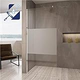AQUABATOS® 110x200 cm Duschwand Glas Duschabtrennung teilsatiniert Milchglas Walk-In Dusche aus Echtglas…