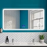 HAPAOSO Led Spiegel Bad mit Bluetooth 160 x 80 cm Kaltweiß und Warmweiß LED Beleuchtung Beschlagfrei…