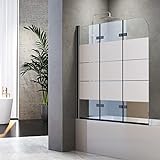 Duschwand für Badewanne Faltbar 140 x 140 cm 3 teilig Faltbar mit 6mm Sicherheitsglas NANO Beschichtung…