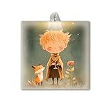 Fratelli Bonella | Keramikfliese mit Motiv des kleinen Prinzen mit seiner Freundin Fuchs und dem Kelch…