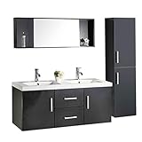 Badmöbel Badezimmermöbel Badezimmer Waschbecken Waschtisch Schrank Spiegel Set Wasserhähne enthalten 120cm mod. m. Malibù