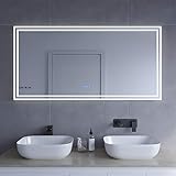 Lichtspiegel Wandspiegel 140x70 cm Badspiegel mit Beleuchtung Lichtschalter Badezimmerspiegel Dimmbare…