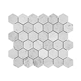 Adolif Carrara Weiße Marmor-Mosaikfliese, 100 % natürlicher Marmor, poliert, Carrara-weißes Marmor-Mosaik…