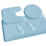 FEELSO Memory Foam Badematten-Set, 3-teiliges Badezimmerteppich, rutschfeste und saugfähige Matte, 50,8…