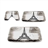 Final Friday Paris Eiffelturm Frankreich City of Love Badezimmerteppiche und Matten-Set, 3-teilig, Memory-Schaumstoff-Badematte,…