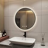 S'AFIELINA Runder Badspiegel LED Badezimmerspiegel mit Beleuchtung 60cm Durchmesser Wandspiegel mit…