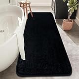Rururug Badematte Schwarz Weiche Mikrofaser Badezimmermatte, Badezimmerteppich Groß Bad Teppich 120x50cm,…