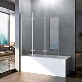Boromal 120x140cm Duschwand für Badewanne 3-teilig Faltbar Duschtrennwand Badewannenaufsatz Duschabtrennung…