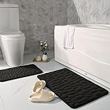 Badematte, 2-teiliges Memory-Schaum, Kopfsteinpflaster-Badezimmerteppich-Set, weich, saugfähig, rutschfest,…