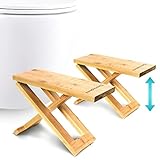 Physiologischer Toilettenhocker aus Bambus – Fußhocker aus Holz zusammenklappbar – Klapp- und Designfußstütze…