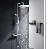 Yoozena Thermostatische Duschsäule für Badezimmer, ausziehbar, mit Dusche, Regen, 25 cm, Duschkopf mit…