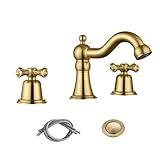 RKF Badezimmer-Armaturen für Spüle 3 Loch Gold 8 Zoll weit verbreitet Badezimmer Waschbecken Wasserhahn…