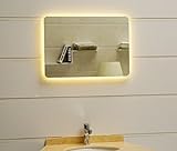 LED Badspiegel 80x60cm Badezimmerspiegel mit abgerundeten Ecken und LED-Beleuchtung Wandspiegel Warmweiß…