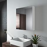 EMKE Spiegelschränke 60x65cm Spiegelschrank Badschrank mit Doppelseitiger Spiegel (Weiß)