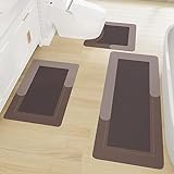 Badezimmerteppich-Set, 3-teilig, Badematte mit Toilettenmatten, U-förmig, rutschfest, wasserabsorbierend,…