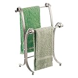 mDesign praktischer Handtuchhalter – freistehender Handtuchständer mit 2 Stangen für kleine Handtücher…