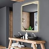 Alasta Spiegel | Boston Badspiegel 50x180cm mit LED Beleuchtung | LED Farbe Weiß Warm | LED Spiegel
