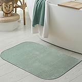 Waschbarer Designer Badezimmer Teppich – abgerundete Ecken – grün, 80x120 cm