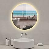 Aica Sanitär LED Spiegel RUND 60cm 2 Lichtfarbe Kalt/Warmweiß dimmbar Touch Beschlagfrei Badezimmerspiegel Dekorative Wandspiegel 2700K-6500K