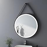 KOBEST Spiegel Rund Badspiegel mit Beleuchtung ф80cm Badezimmerspiegel LED Spiegel Touch Lichtschalter 6500K Kaltweiß Lichtspiegel Spiegel Rund Schwarz