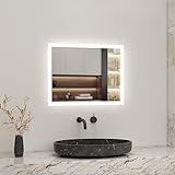 Biubiubath 60x50cm LED Badspiegel mit Touch-Schalter,Badspiegel mit Beleuchtung,Beschlagfrei,Badezimmerspiegel…