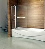 120x140cm Badewannenaufsatz Duschabtrennung Duschwand für Badewanne 6mm Sicherheitsglas mit Handtuchhalter…