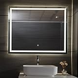 Aquamarin® LED Badspiegel - 100 x 80 cm, Beschlagfrei, Dimmbar, EEK A++, Energiesparend, mit Speicherfunktion…