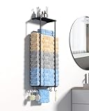 CLESOO Handtuchhalter Wand mit Metal Ablage, Große Handtuchhalter Bad mit Hohe Kapazität & 4 Handtuchhaken,…