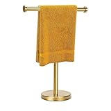 Handtuchhalter Ständer mit schwerem Sockel, Handtuchhalter für Badezimmer (Edelstahl, Gold gebürstet)