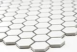 Mosaik Hexagon uni weiß matt Keramik Mosaik, Mosaikstein Format: 23x26x5 mm, Bogengröße: 60 x 100 mm,…