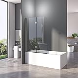 Duschwand für Badewanne 100x140 cm Badewannenfaltwand 2-teilig Faltbar 6mm ESG Glas Nano Beschichtung…