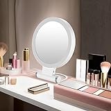 Facegra Kosmetikspiegel LED Beleuchtet Faltbarer 1X/ 10X Schminkspiegel, Wiederaufladbarer Make-up-Spiegel…