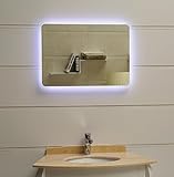 LED Badspiegel 80x60cm Badezimmerspiegel mit abgerundeten Ecken und LED-Beleuchtung Wandspiegel Kaltweiß…